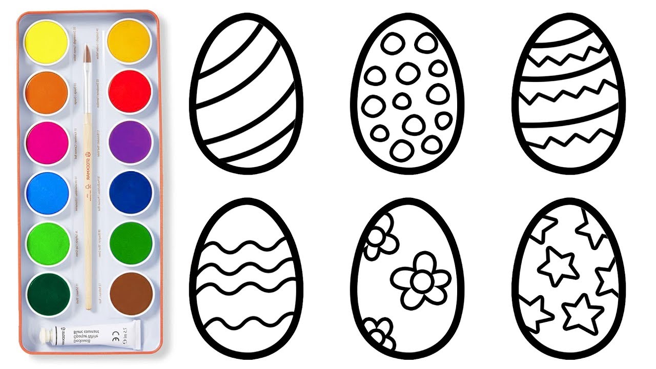 1280x720 Easter Eggs Drawing Amp Coloring Pages For Children Learn Colors
