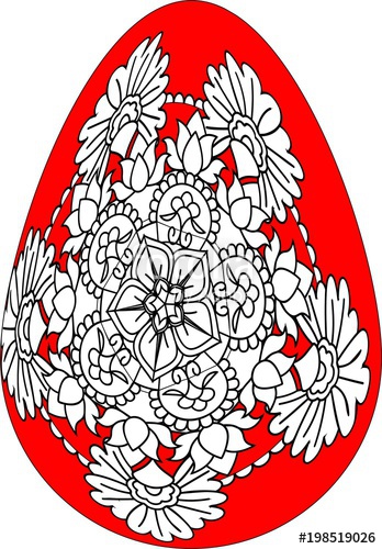 348x500 Red Easter Egg With Drawing Colours Mandala Easter Egg With Floral