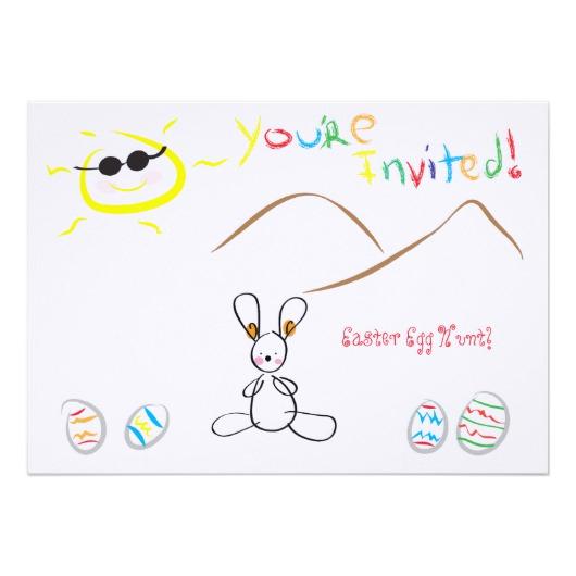 530x530 Kids Drawing Easter Egg Hunt Paper Invitation Card