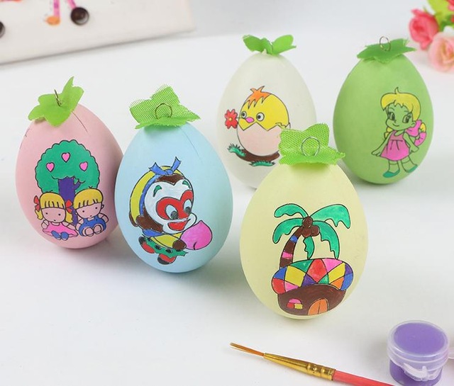 640x545 5pcspack Children Handmade Diy Drawing Easter Eggs Kids Colored