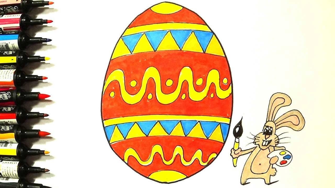 1280x720 Drawing And Coloring Easter Eggs Bunny And Chicks Coloring Page