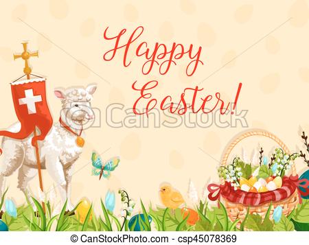 450x357 Easter Lamb Of God With Cross Greeting Card Design. Easter Clip