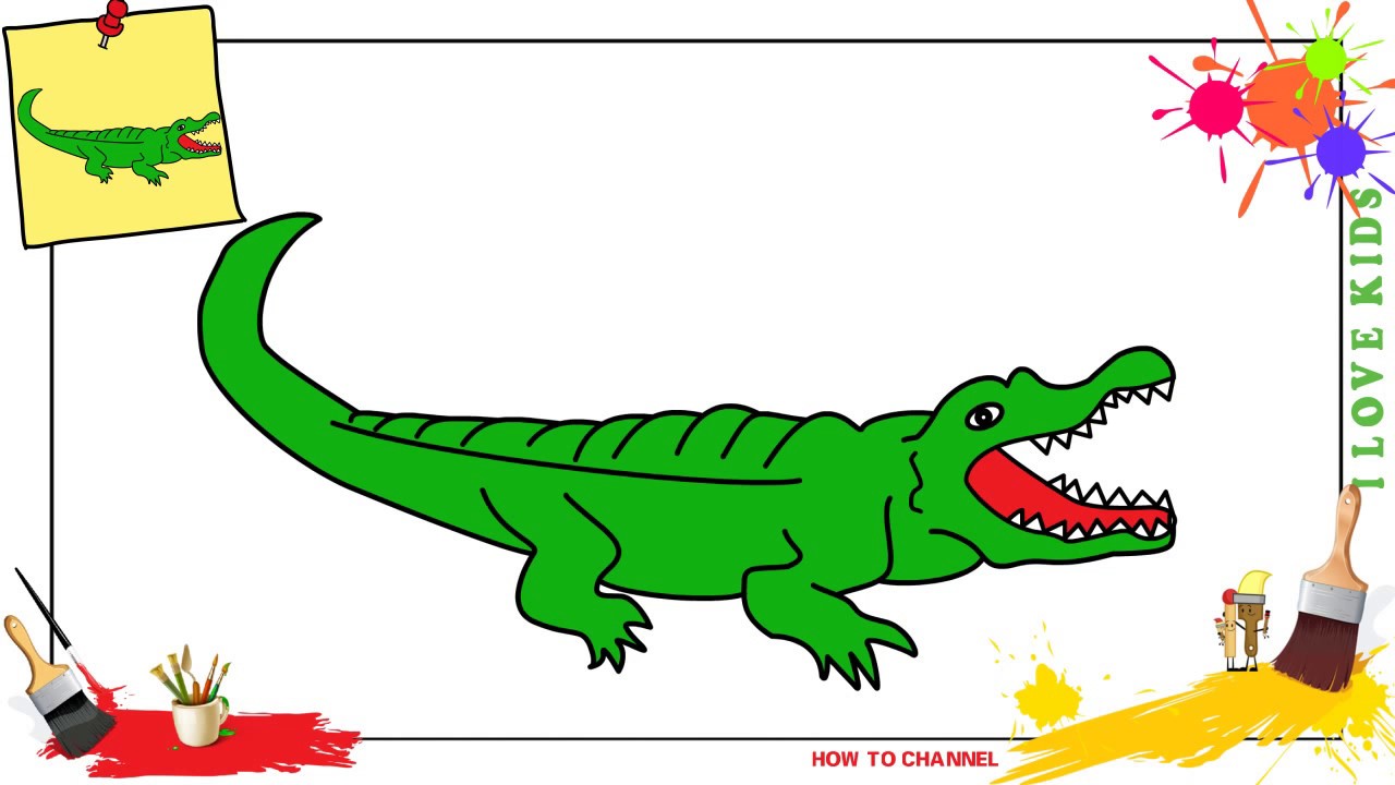 1280x720 How To Draw A Crocodile Easy Amp Slowly Step By Step For Kids