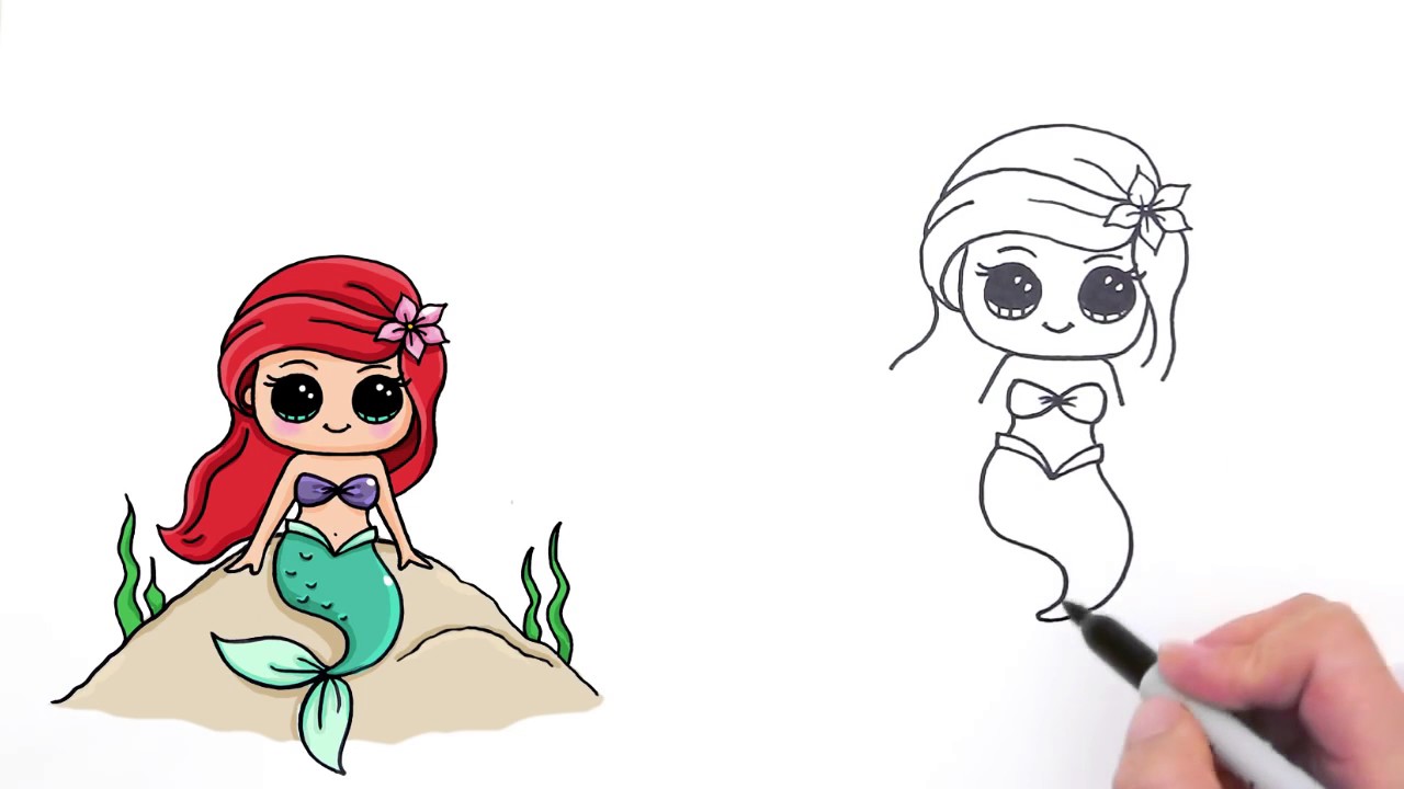 1280x720 How To Draw Mermaid Ariel Cute And Easy