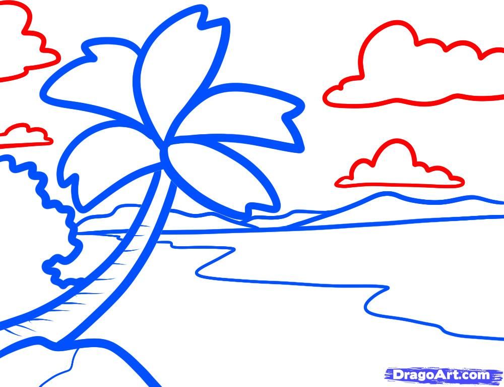 1000x767 How To Draw A Beach For Kids Step 6 Seni Basic