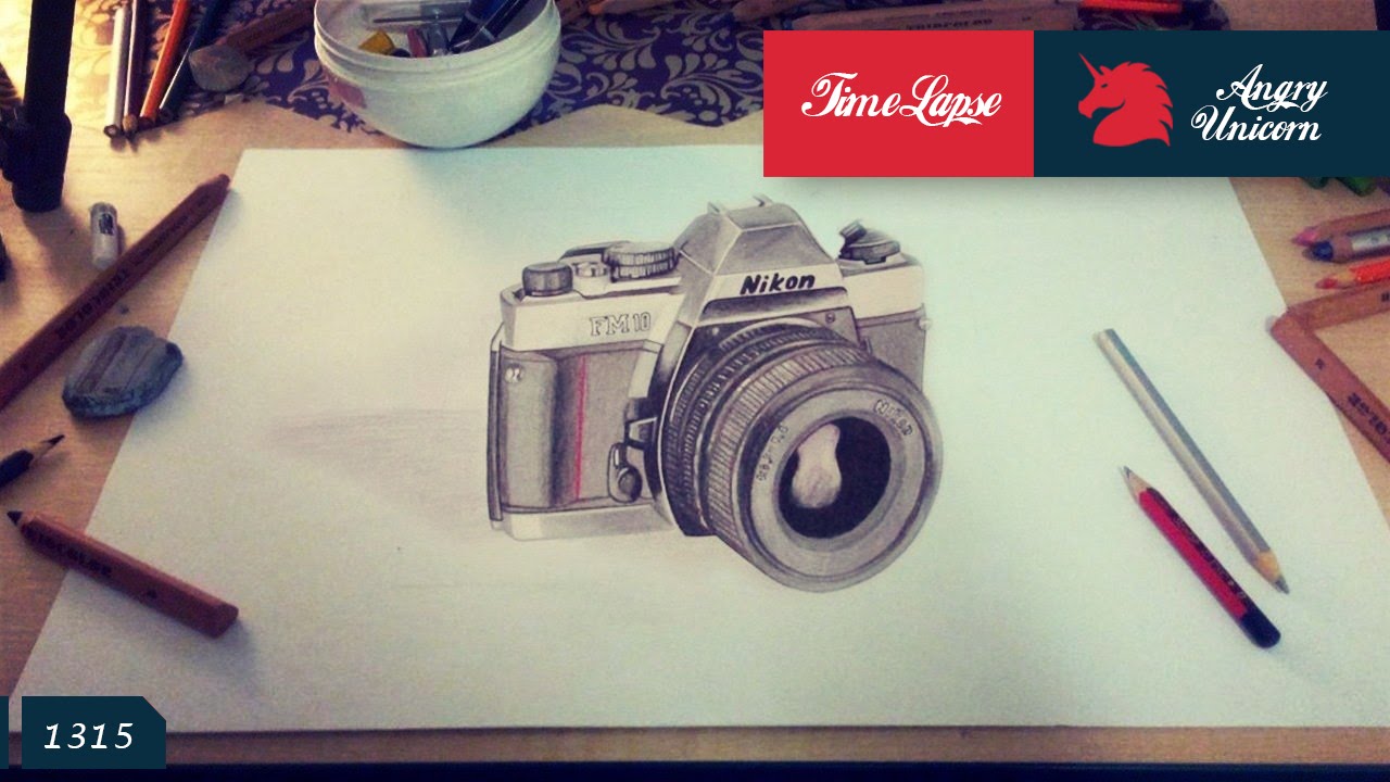 1280x720 Realistic Drawing Nikon Camera [Timelapse] By Candyjinx