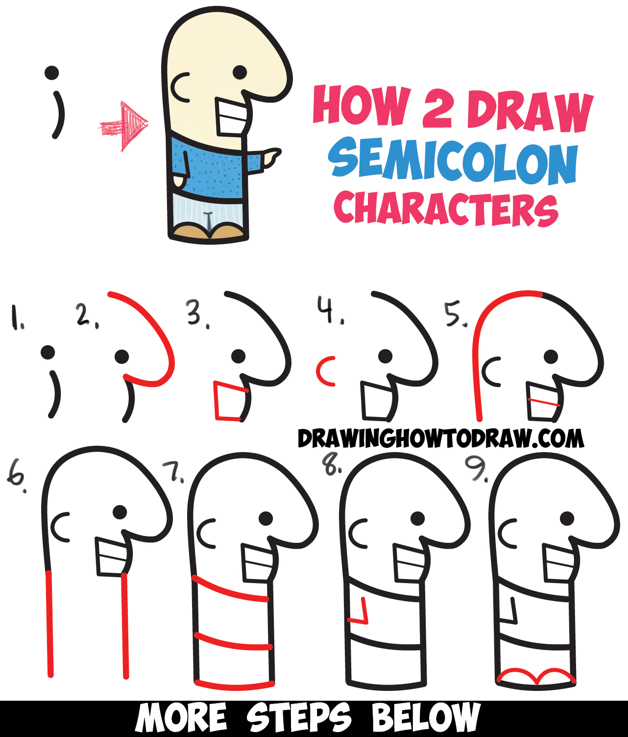 1282x1503 How To Draw Cute Cartoon Characters From Semicolons
