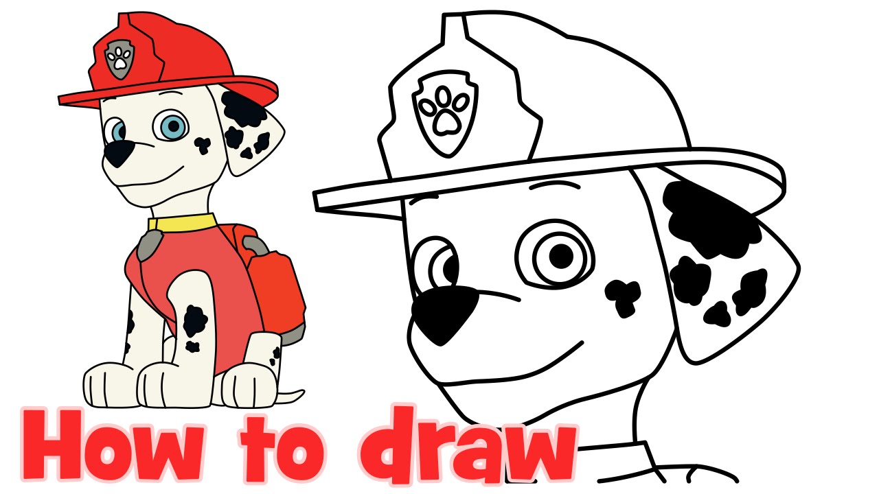 1280x720 How To Draw Marshall Paw Patrol Characters Step By Step Easy