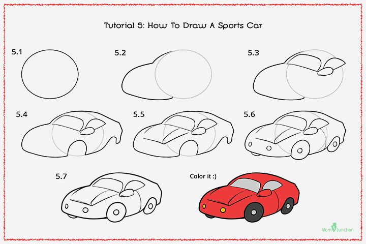 720x480 How To Draw A Car Step By Step For Kids