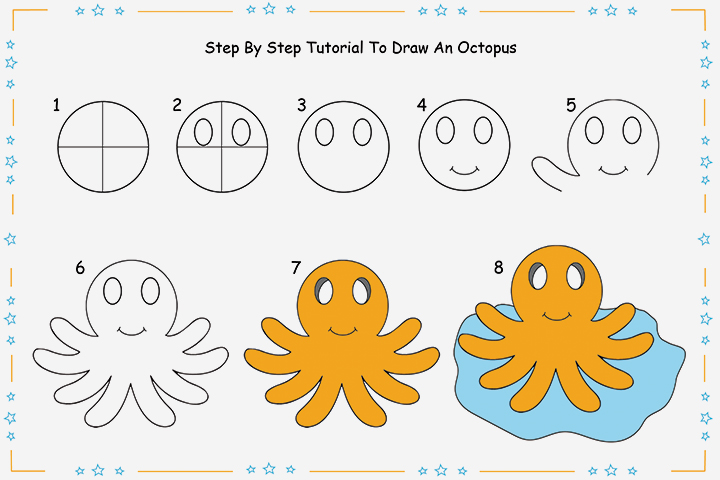 720x480 8 Step Step Tutorial For Drawing An Octopus For Kids Easy Drawing
