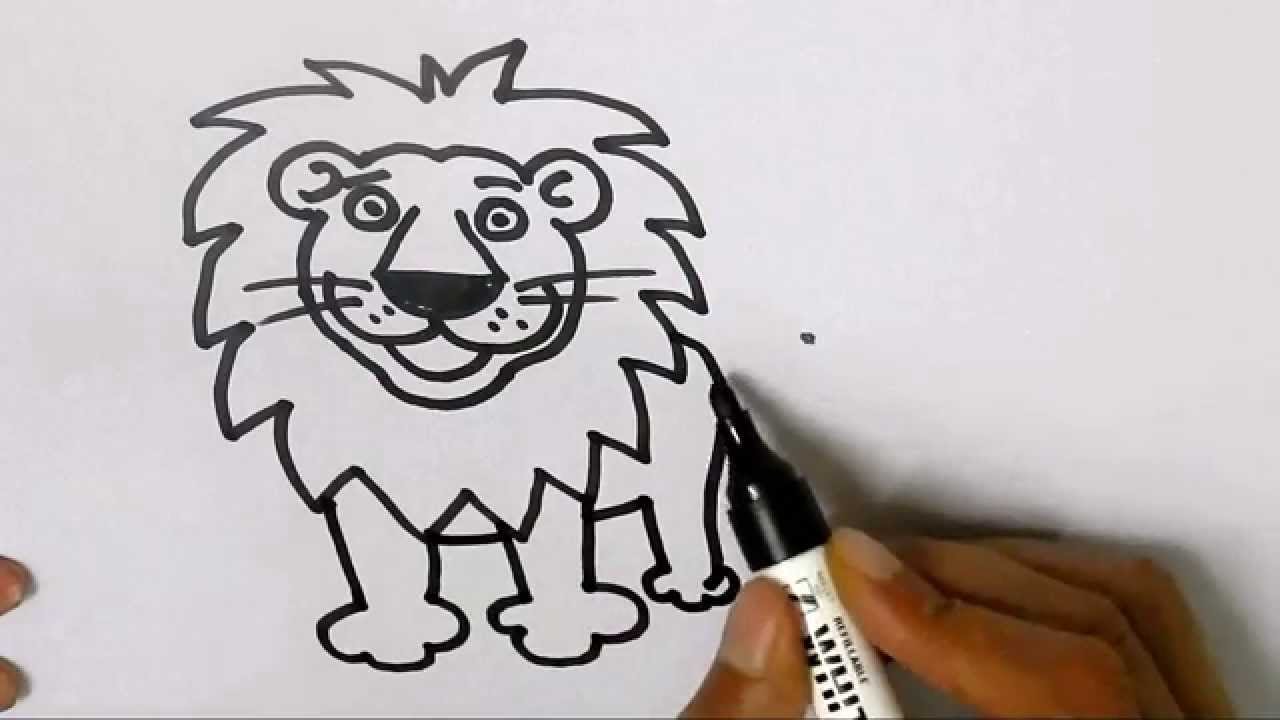 1280x720 How To Draw A Lion In Easy Steps For Children, Kids, Beginners