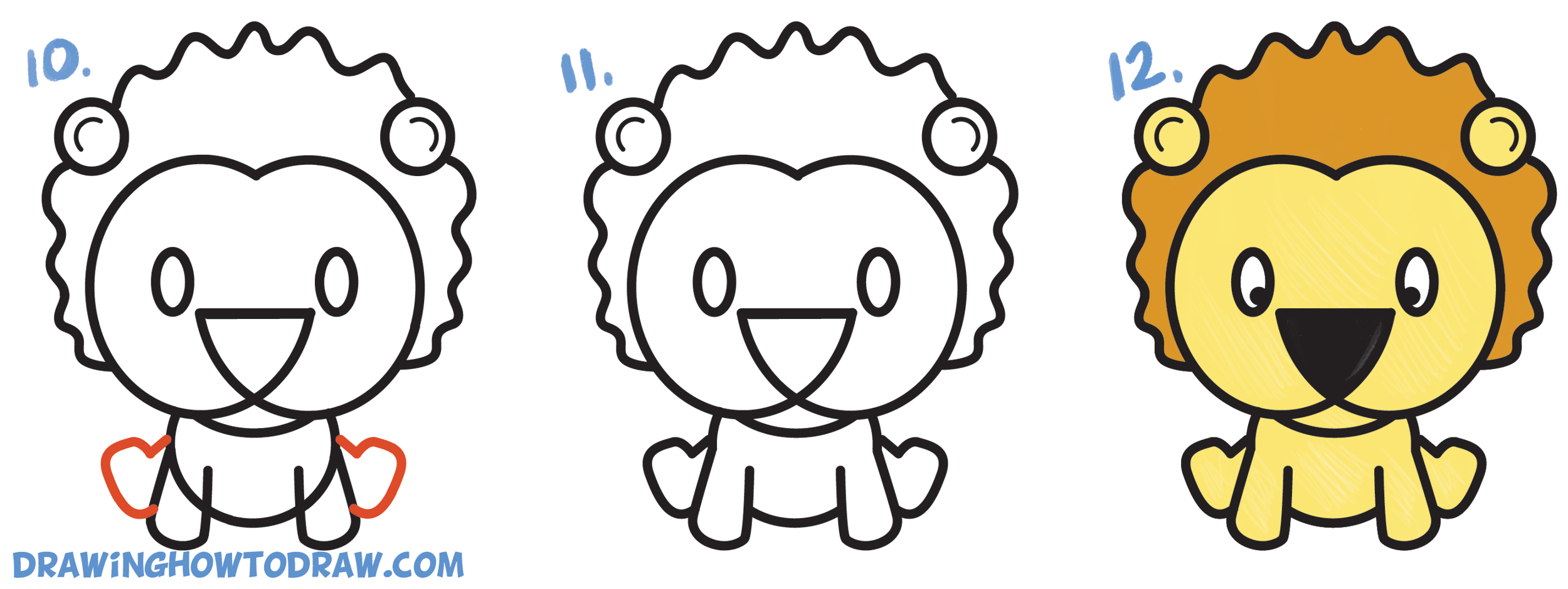 2500x940 Learn How To Draw A Cute Cartoon Lion From Letters G Amp G Easy