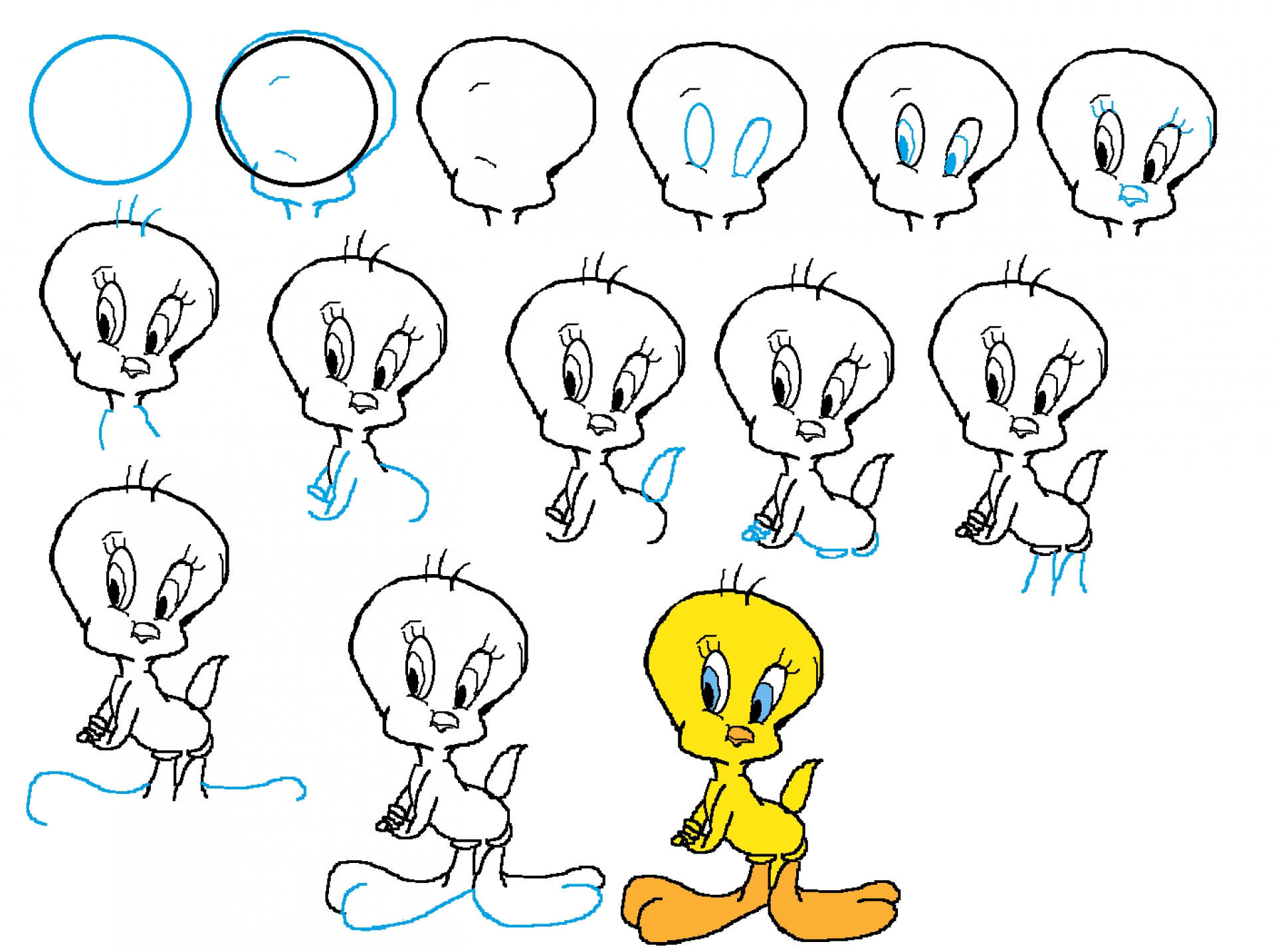 1920x1433 Step By Step Drawing Cartoons Image For Easy Anime Tweety How