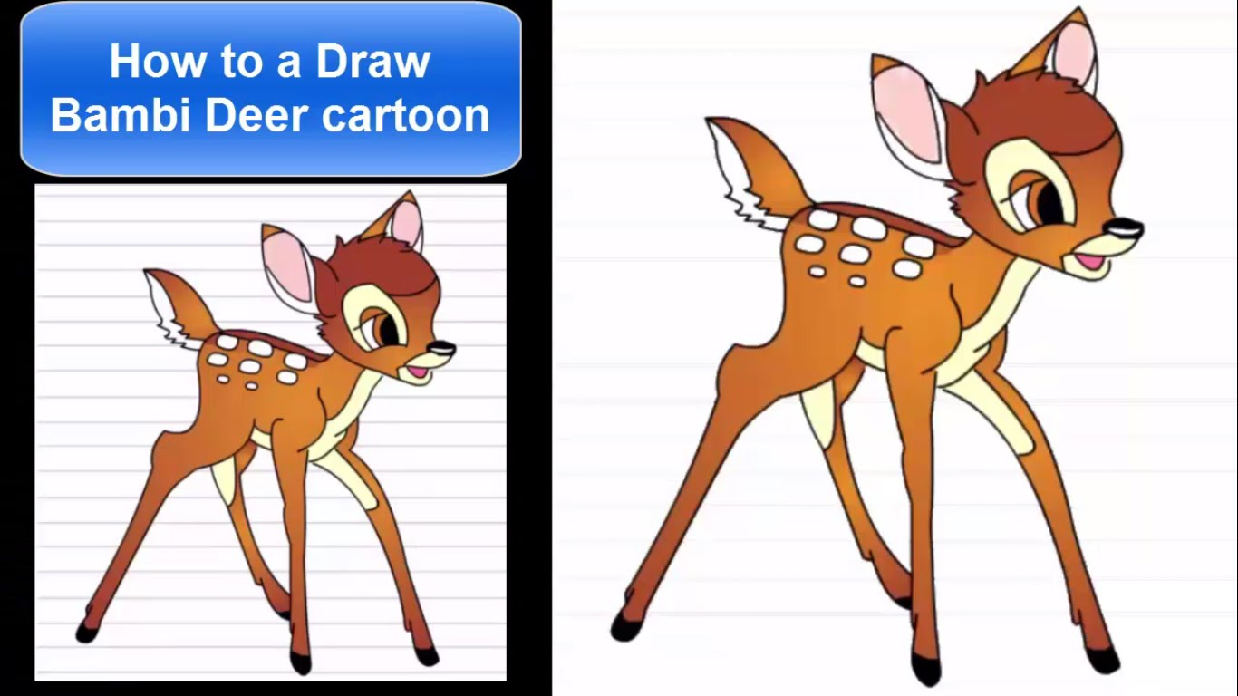 1366x768 Cartoon Drawing Of A Deer How To Draw Bambi Deer Cartoon For Kids