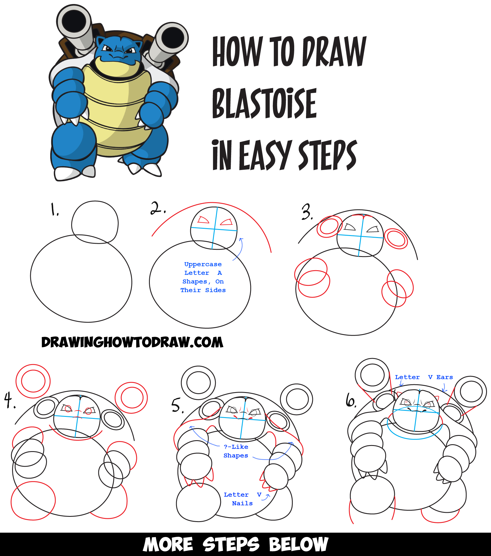 1704x1930 How To Draw Blastoise From Pokemon Easy Drawing Tutorial For Kids