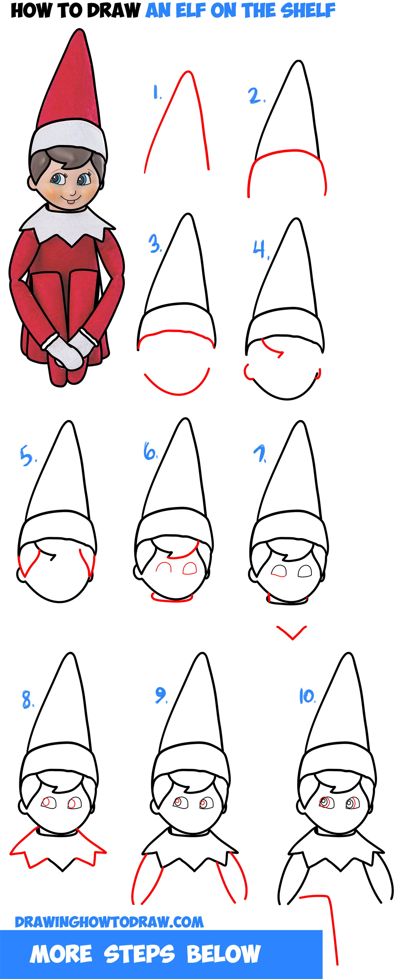 1600x3947 How To Draw The Elf On The Shelf Easy Step By Step Drawing