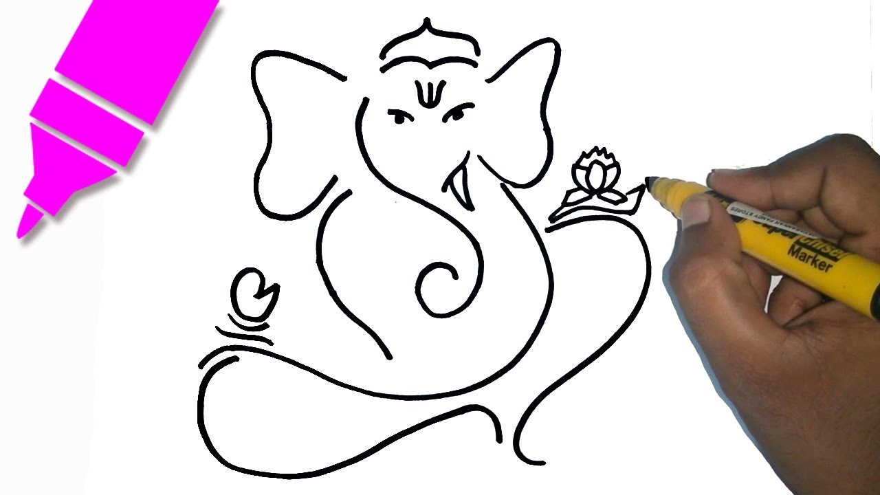 1280x720 How To Draw Simple Lord Ganesha Drawing For Children Ganesh