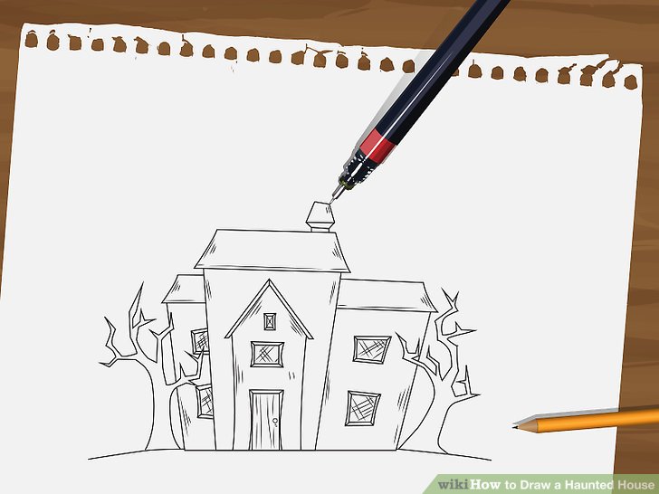 728x546 How To Draw A Haunted House 15 Steps (With Pictures)