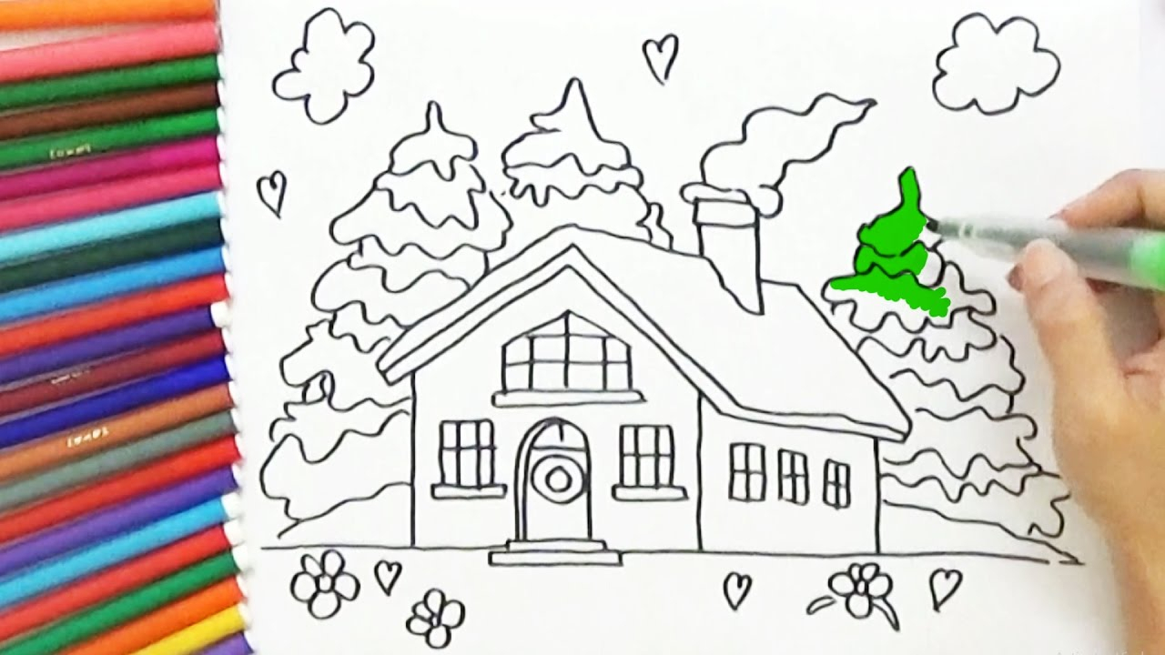 1280x720 House Drawings Kids To Color How To Draw And Color A House