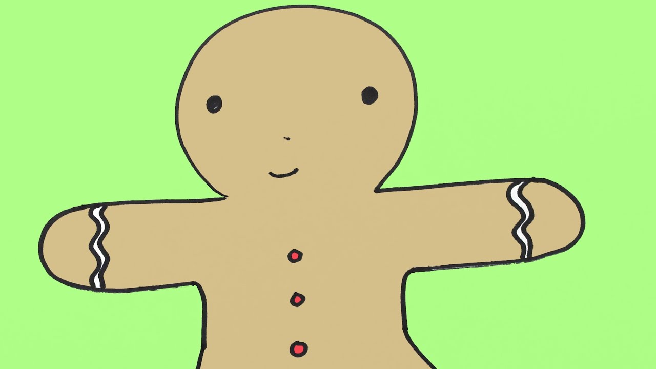 1280x720 How To Draw A Gingerbread Man Cookie For Christmas Easy Drawing