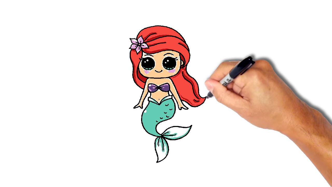 1280x720 How To Draw And Paint Mermaid Ariel. Easy Step By Step Drawing