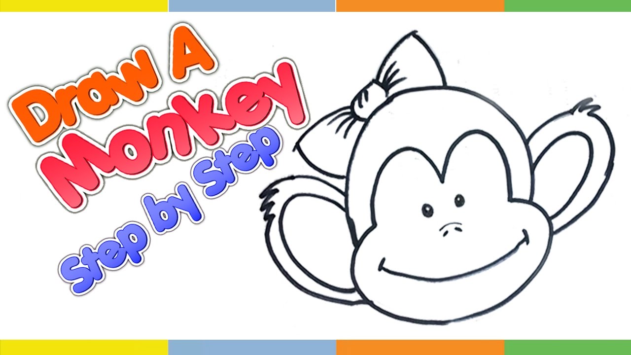 1280x720 How To Draw A Monkey Step By Step For Kids Draw Ape Kids Drawing