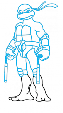 215x382 How To Draw Michelangelo Ninja Turtles Step By Step, Easy Step By