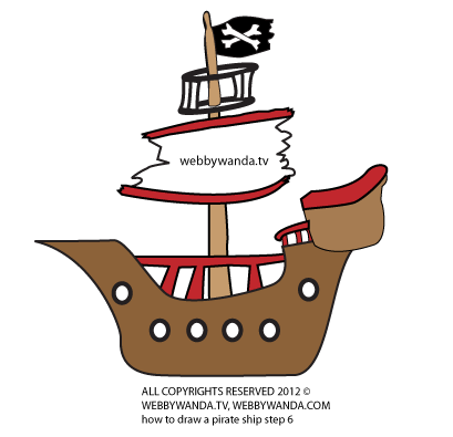 409x395 How To Draw A Cartoon Pirate Ship