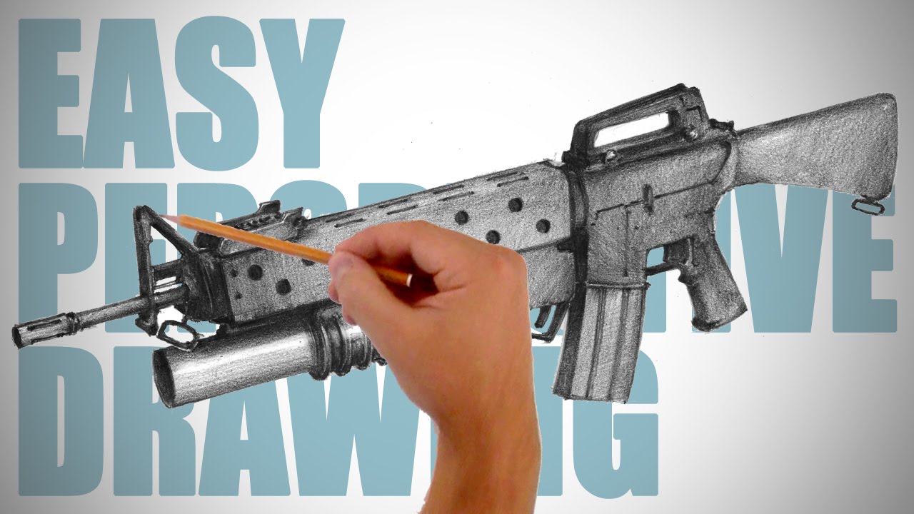 1280x720 How To Draw A Machine Gun (M16 Rifle)