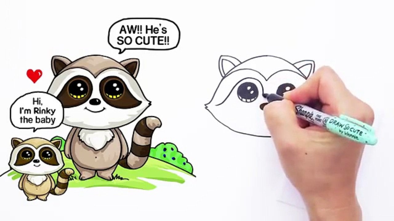 1280x720 How To Draw A Cartoon Raccoon Cute And Easy Step By Step