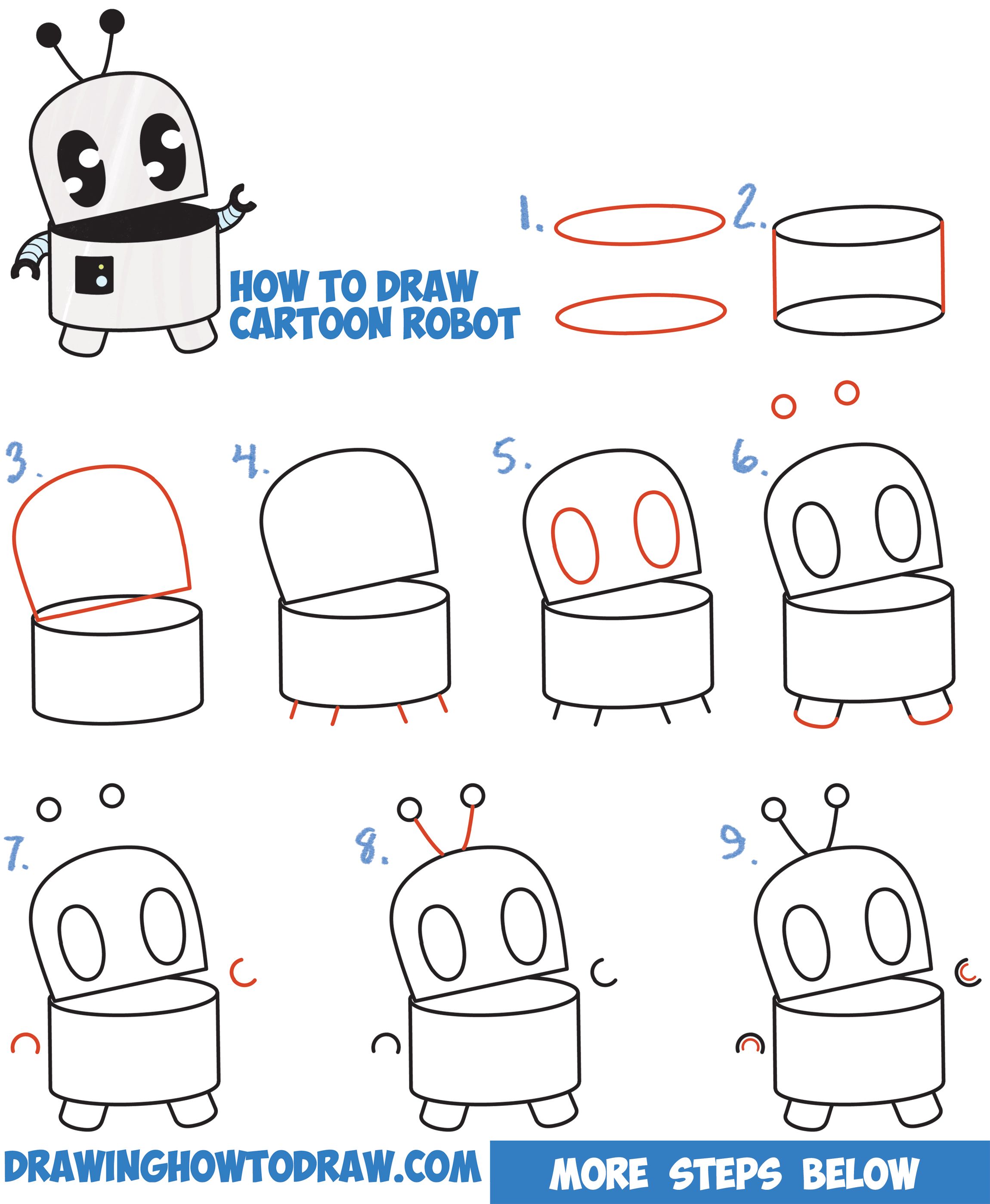 2300x2797 How To Draw A Cute Cartoon Robot Easy Step By Step Drawing