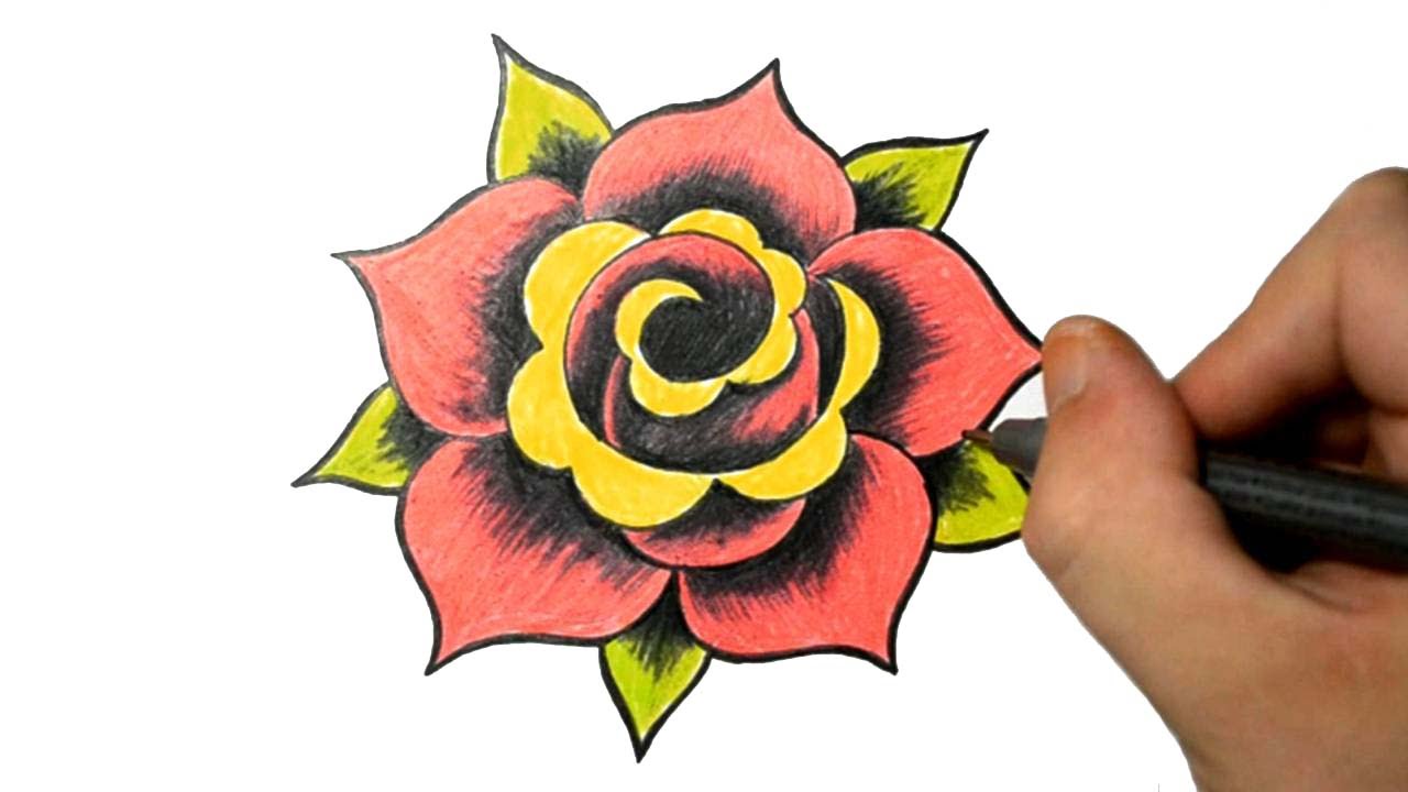 1280x720 How To Draw A Simple Rose Tattoo Design