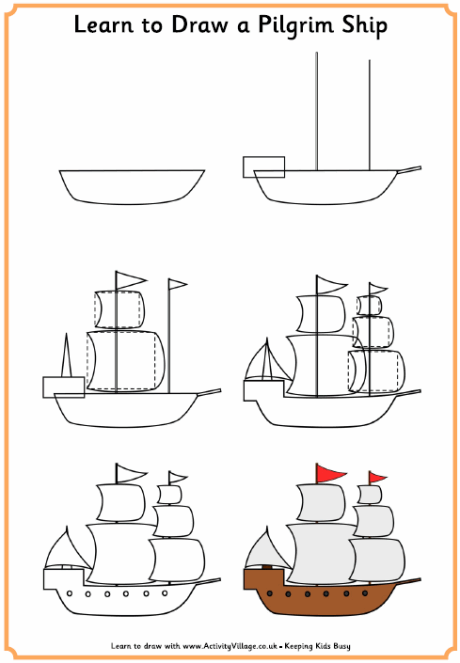 460x663 Learn To Draw A Pilgrim Ship