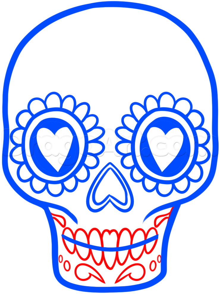 740x987 How To Draw A Sugar Skull Easy, Step By Step, Skulls, Pop Culture