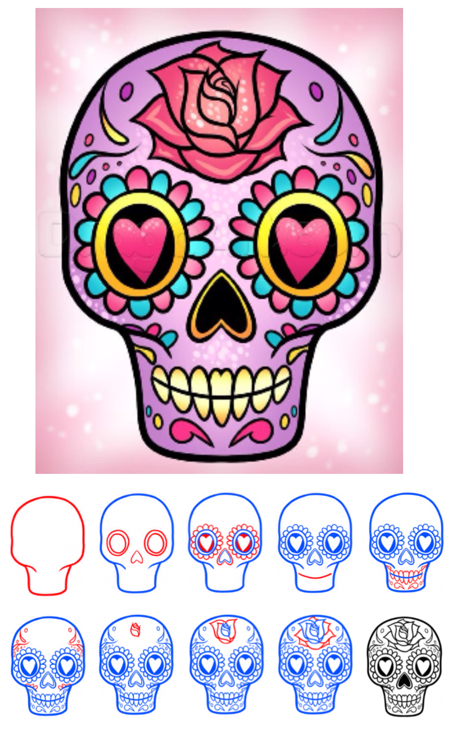 906x1482 How To Draw A Sugar Skull Easy !' (Via Dragoart) Random Stuff