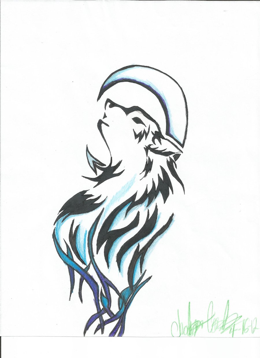 900x1238 Tribal Wolf Drawing By Animanga27