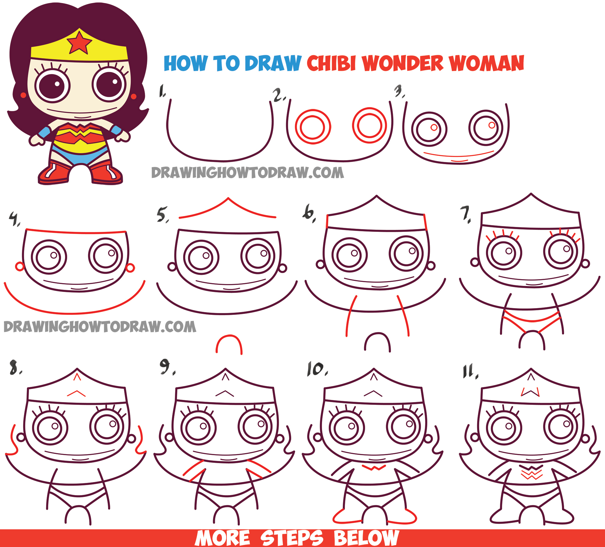 1982x1793 How To Draw Cute Chibi Wonder Woman From Dc Comics In Easy Step By