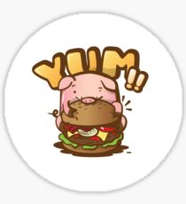 210x230 Piggy Eating Drawing Stickers Redbubble
