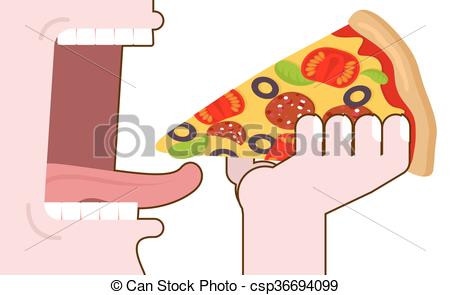 450x295 Man Eating Pizza. Pizza Hand. Wide Open Mouth With Teeth