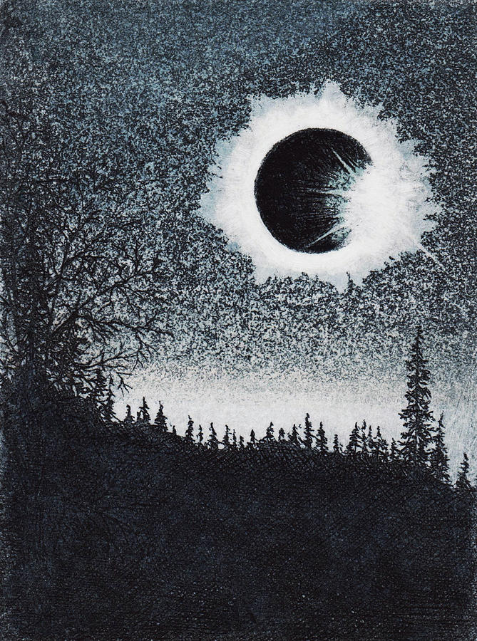 669x900 Total Eclipse Drawing By Gordon Talley