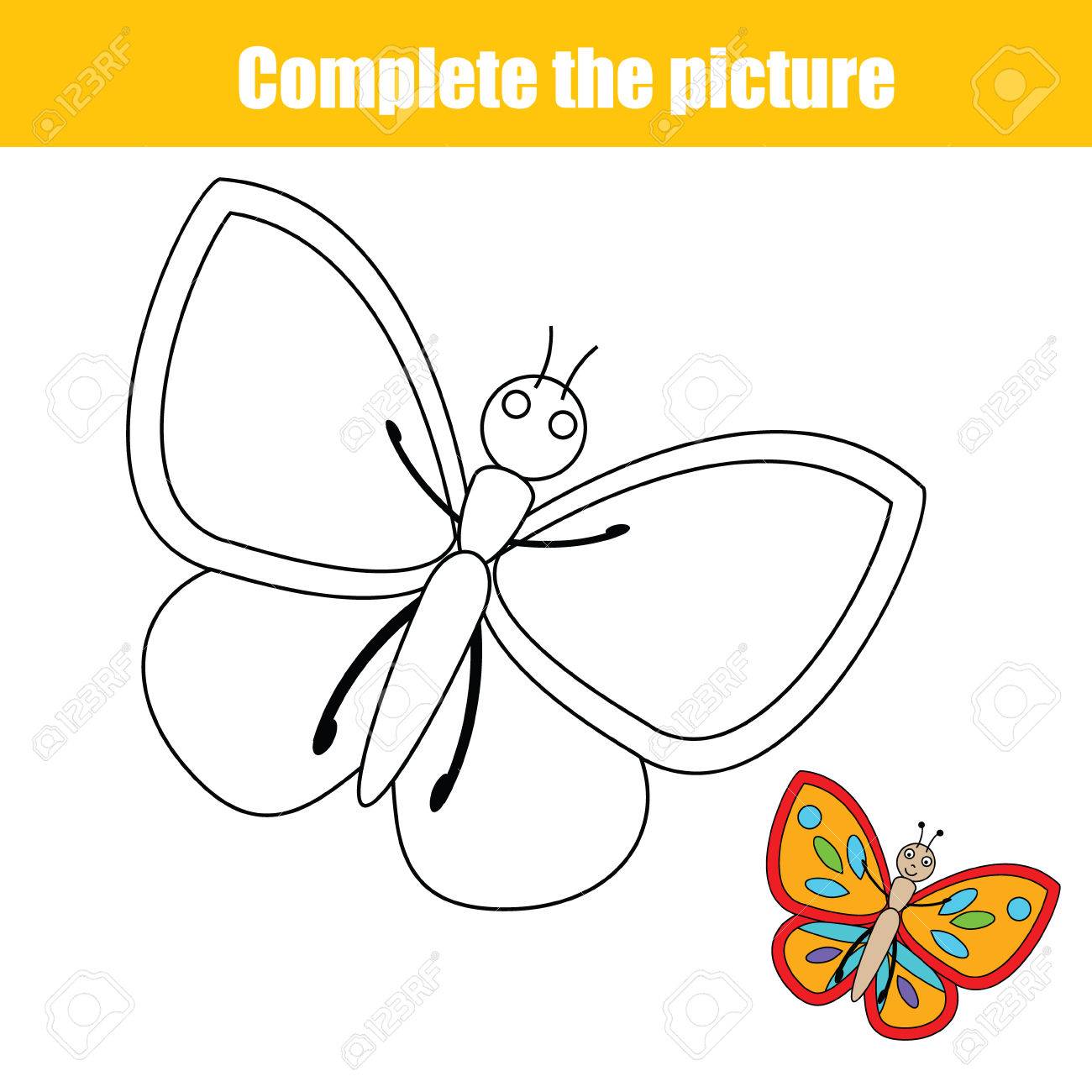 1300x1300 Complete The Picture Children Educational Drawing Game. Animals