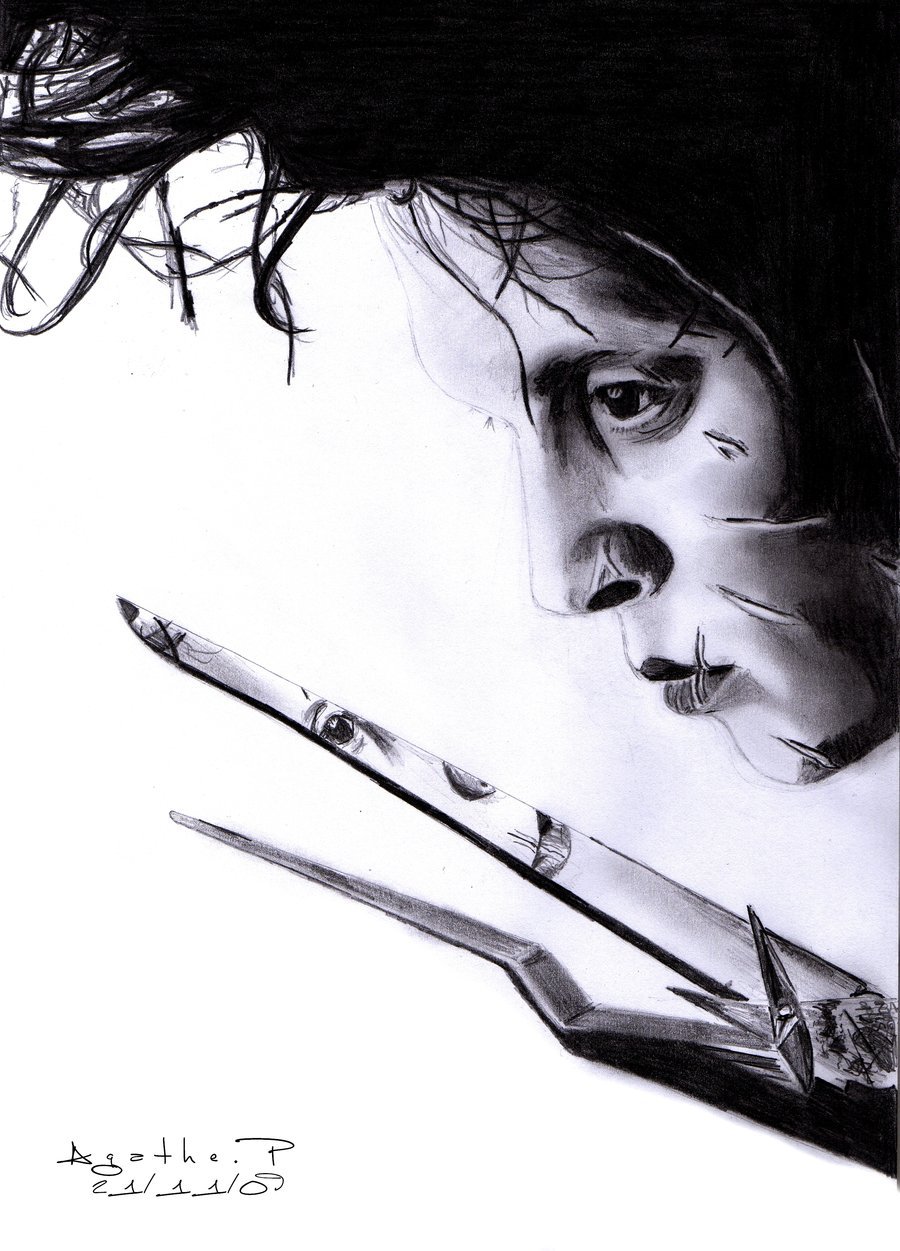 900x1251 Edward Scissorhands Drawing By Littles0cks