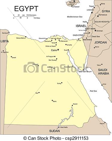 374x470 Egypt, Major Cities And Capital. Egypt, Editable Vector Map