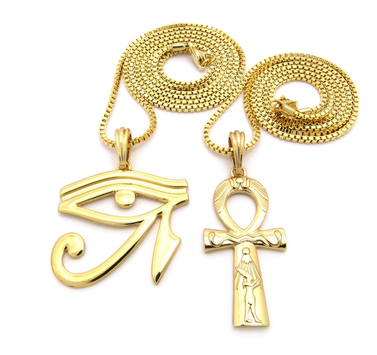 1280x1205 Eye Of Ra Ankh Cross Small Micro Pendant Chain Necklace Gold