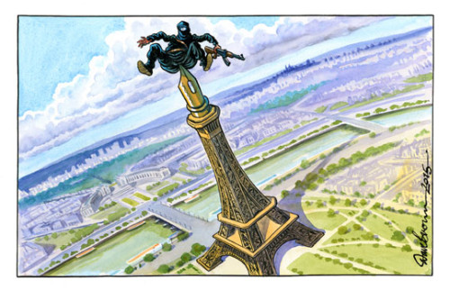 500x323 Cartoon By Dave Brown Of Eiffel Tower For Draw The Line Here