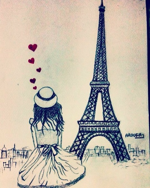 500x624 Girl In Front Of Eiffel Tower On We Heart It