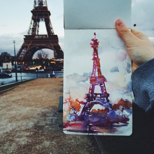 500x500 Watercolor Eiffel Tower Tumblr
