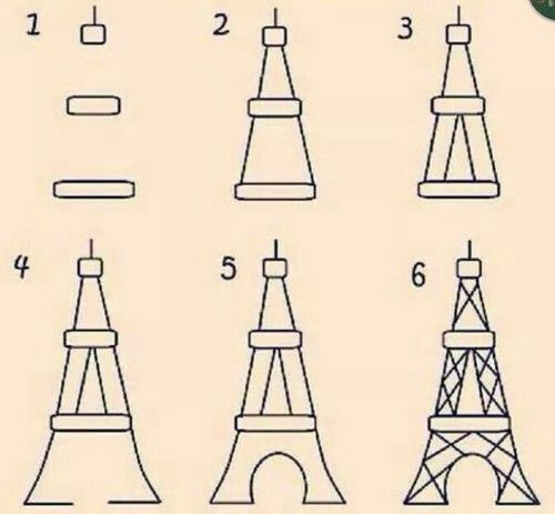 500x463 How To Draw Eiffel Tower, Easy!
