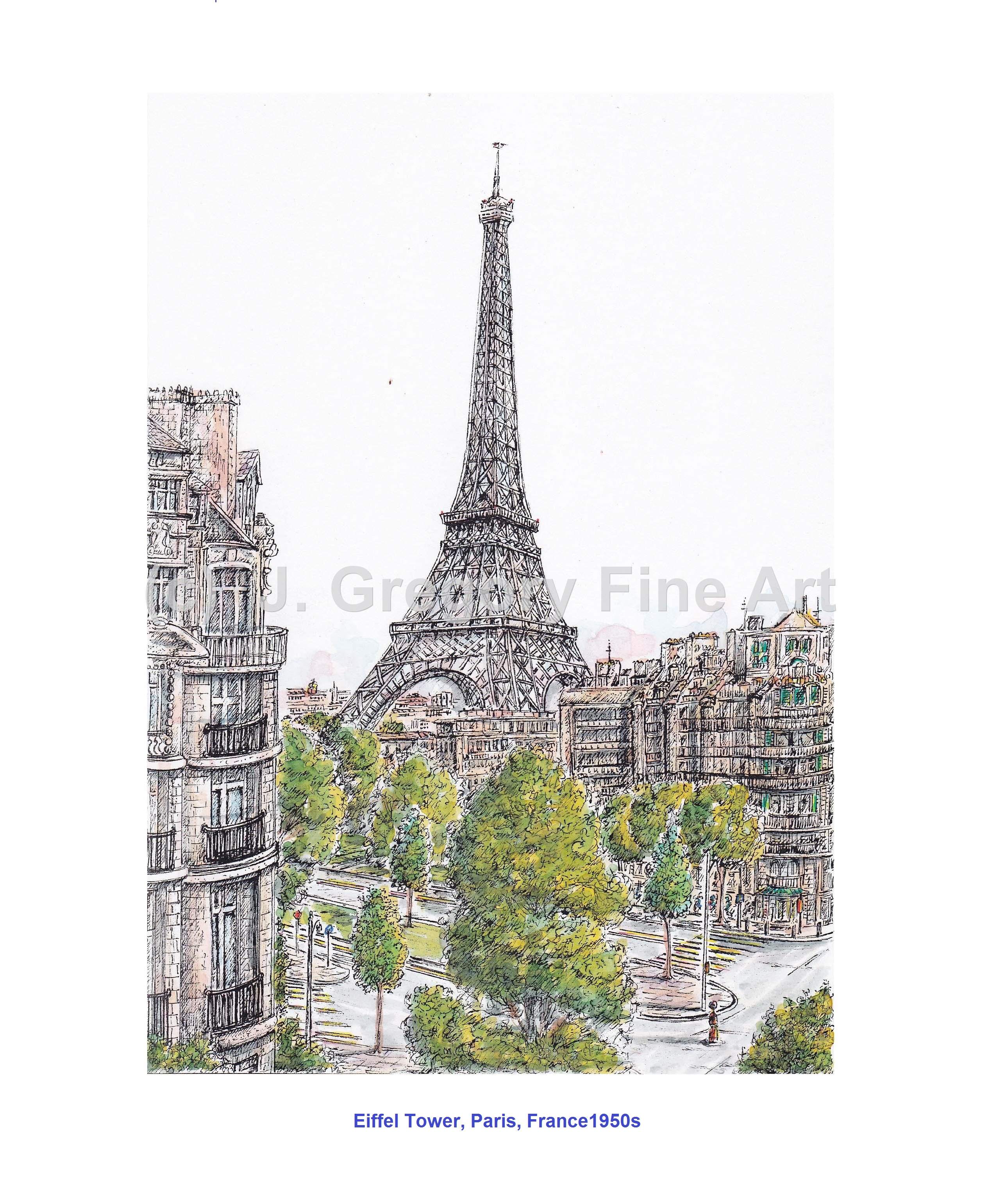 2511x3081 Eiffel Tower, Paris, France 1950s