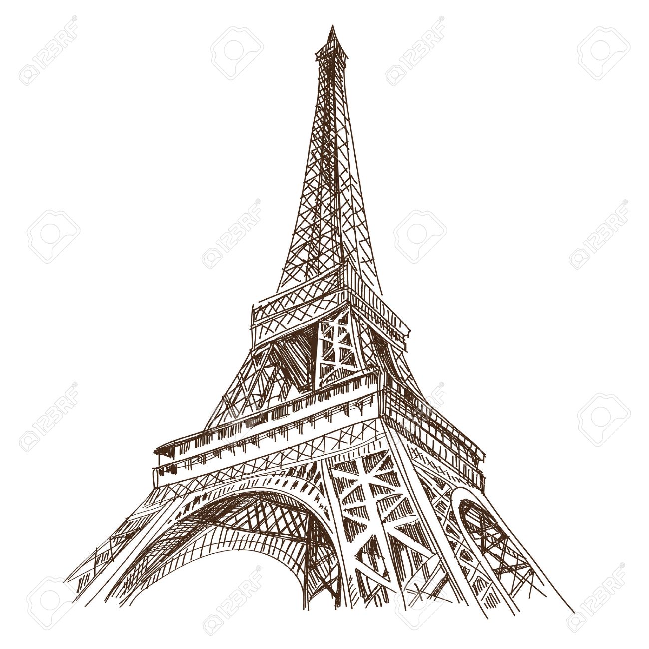 1300x1300 Hand Drawn Eiffel Tower Paris, Vector Illustration Royalty Free